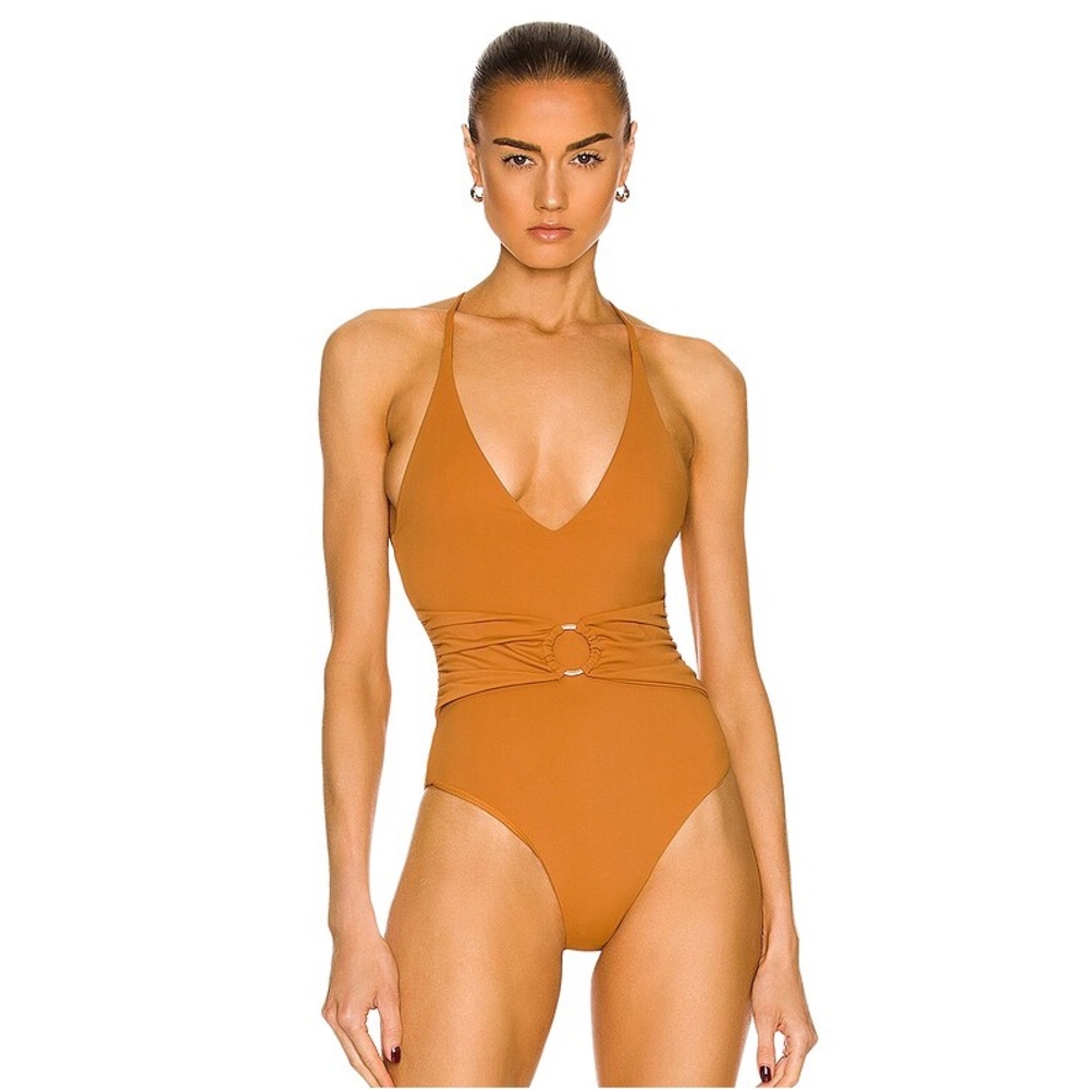 NWT Jonathan Simkhai Twilight Solid One-piece Swimsuit In Terracotta Size Large